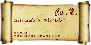 Csincsák Máté névjegykártya